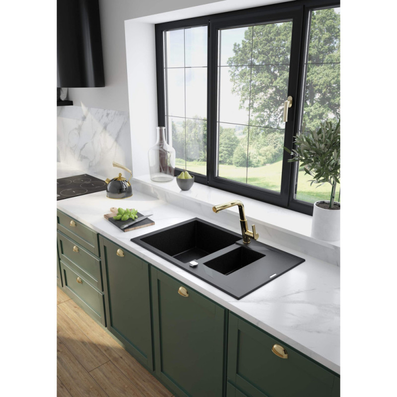 Deante Sink tap Silia, spout length - 233mm, pull-out, 1-handle, gold (BQS_Z73M)