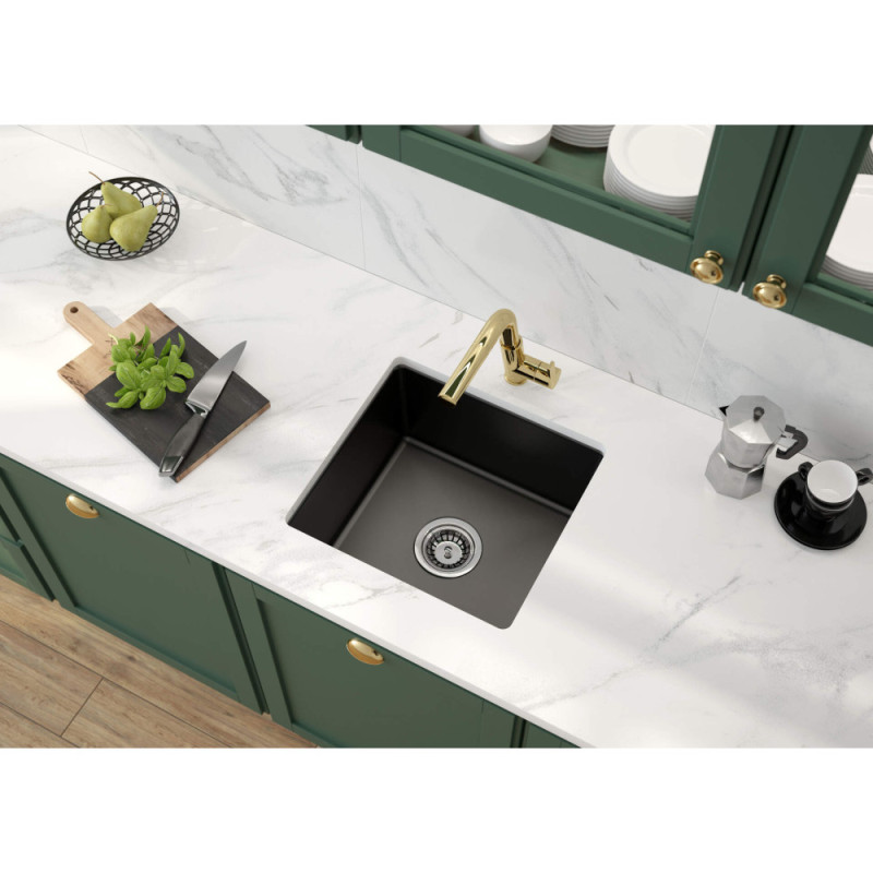 Deante Sink tap Silia, spout length - 233mm, pull-out, 1-handle, gold (BQS_Z73M)