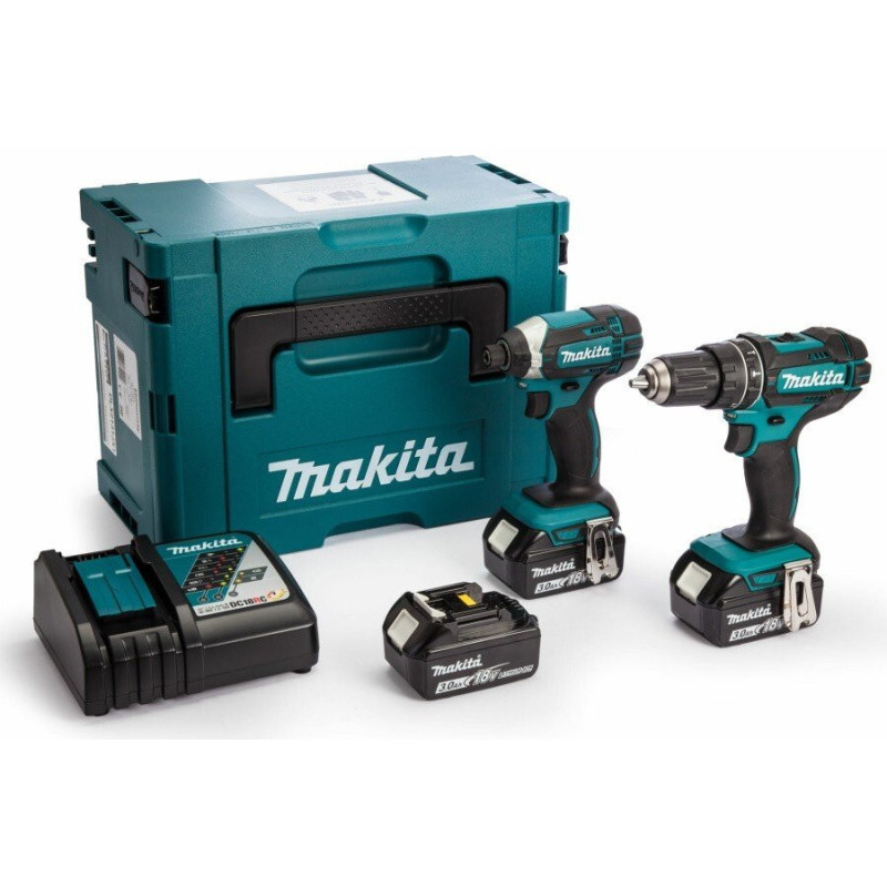Makita Сordless power tools set (DHP482Z, DTD152Z, DC18RC, BL1830x3 pcs - 3.0 Ah, Makpac ), LXT (DLX2131JX1)