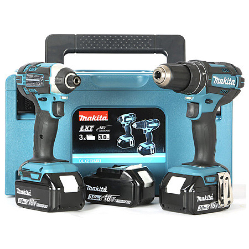 Makita Сordless power tools set (DHP482Z, DTD152Z, DC18RC, BL1830x3 pcs - 3.0 Ah, Makpac ), LXT (DLX2131JX1)