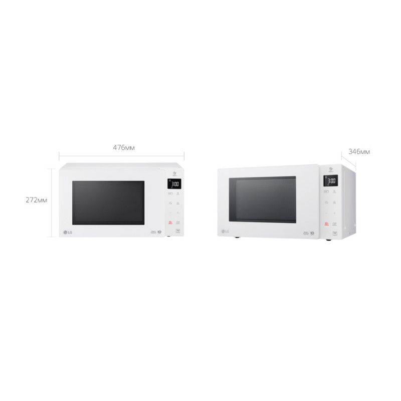 LG Микроволновая печь, 23л, электр. управл., 1000Вт, дисплей, белый (MS2336GIH)