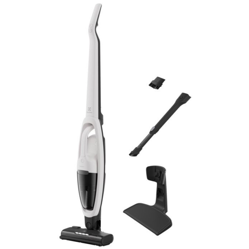 Electrolux cordless VC, dust cont -0.3l, battery operation up to 45min, weihgt-2.8kg, HEPA, 2in1, turbo brush, BRC, 2 nozzles, white (ES52CB18SH)
