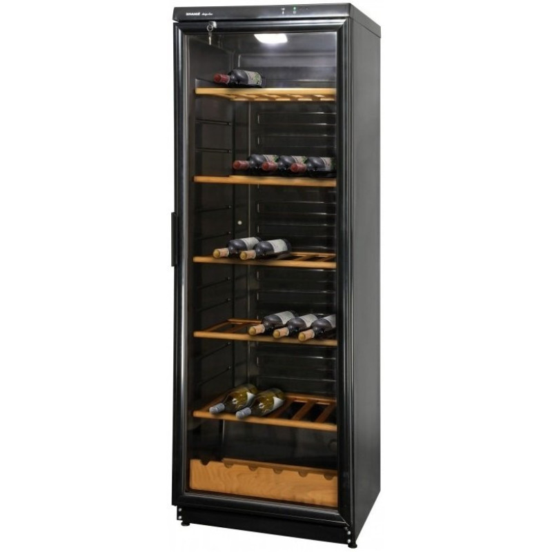 SNAIGE Wine cooler, 173x60х60, shelves -6, 1 zone, bottles -105, 1door, ST, alumin.doors, black (WD35SM-S3JJSG)