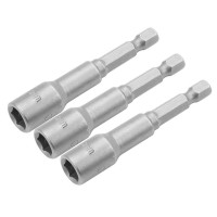 Tolsen magnetic socket heads, set of 3, 1/4 x65mm, 7 mm, 40Cr steel (77842)