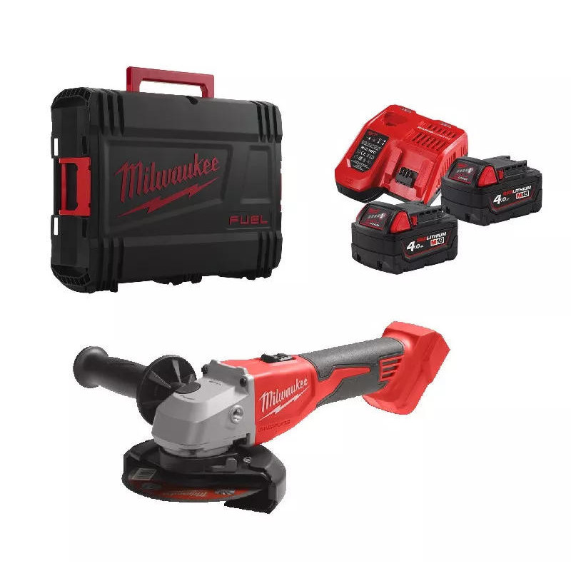 Milwaukee M18 cordless angle grinder BLSAG125X-402X 125mm 18V 2x4A h M12-18S spare part 11000rpm 2.4kg case (4933492644)
