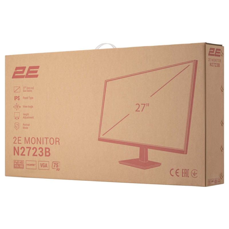 2E Monitor 27  N2723B D-Sub, HDMI, IPS, 75Hz, Pivot (2E-N2723B-01.UA)