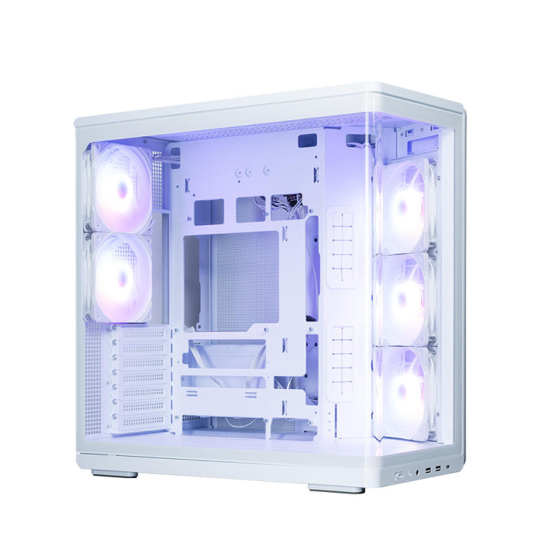 Zalman PC case P60 without PSU, 2xUSB3.0, 1x Type C, 3x120мм ARGB Reverse, 2x120мм ARGB, VGA 435мм, LCS ready, Curved Tempered Glass, Dual Chamber, ATX, white (P60WHITE)