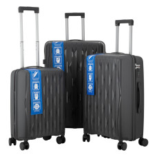 2E Набор чемоданов 2E, M7979, полипропилен, (L+M+S), молния anti theft, 4 колеса, кодовий замок, тёмно-серый (2E-PP-M7979-SET3-DG)