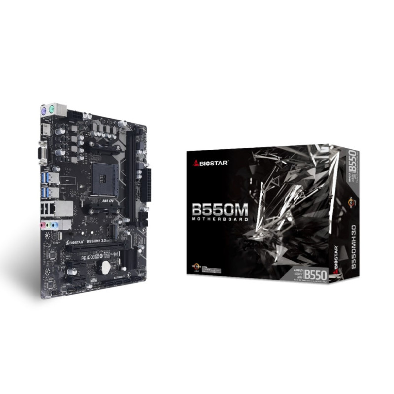 Biostar Motherboard B550MH 3.0 sAM4 B550M 2xDDR4 M.2 HDMI mATX