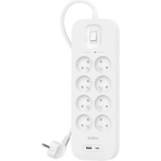 Сетевой фильтр питания Belkin 8хТипE, 16А, USB-A/USB-C 18Вт, 2м (SRB003CA2M)