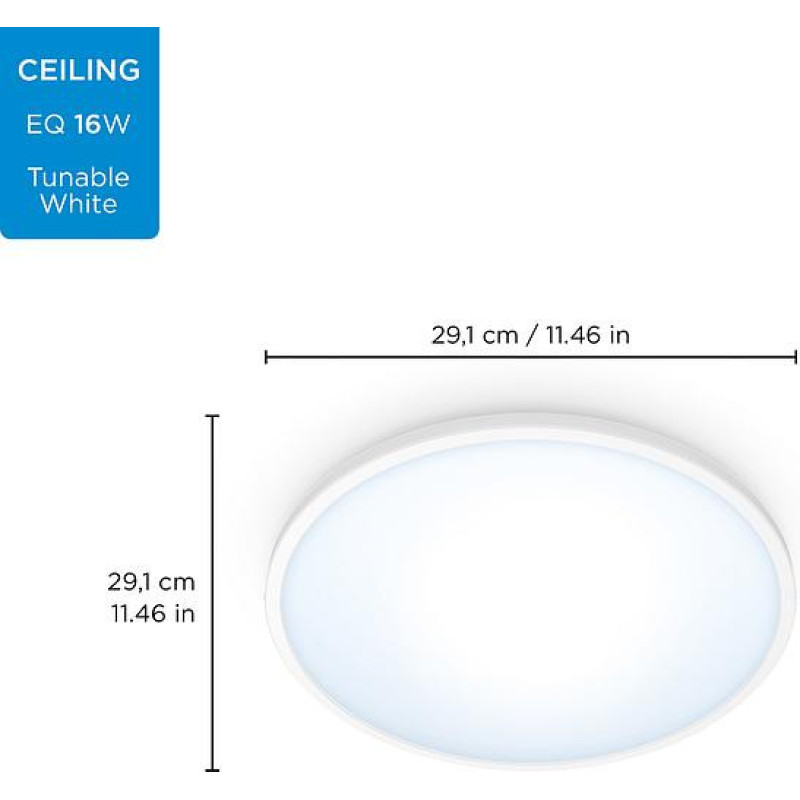 WiZ Smart ceiling lamp SuperSlim Ceiling 16W, 1500lm, 29.2cm, 2700-6500K, Wi-Fi, white (929002685101)