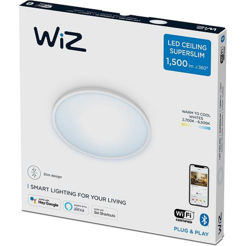 WiZ Smart ceiling lamp SuperSlim Ceiling 16W, 1500lm, 29.2cm, 2700-6500K, Wi-Fi, white (929002685101)