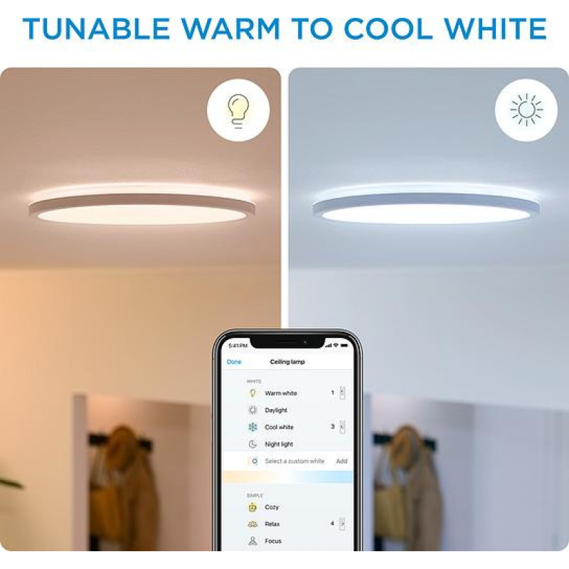 WiZ Smart ceiling lamp SuperSlim Ceiling 16W, 1500lm, 29.2cm, 2700-6500K, Wi-Fi, white (929002685101)