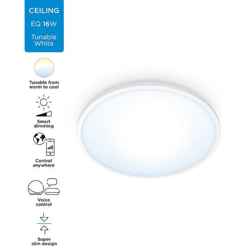 WiZ Smart ceiling lamp SuperSlim Ceiling 16W, 1500lm, 29.2cm, 2700-6500K, Wi-Fi, white (929002685101)