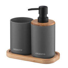 ARDESTO Набір для ванної кімнати Minimalism 360мл, 3 предмети, поліпропілен, бамбук, сірий темний (ARHB3110GB)