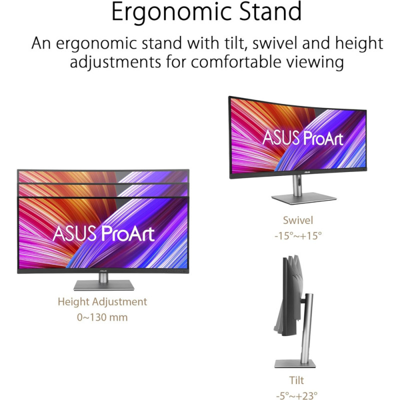 ASUS Monitor 34.1  ProArt PA34VCNV 2xHDMI, 2xDP, USB-C, 2xUSB, RJ45, MM, IPS, 3440x1440, 21:9, sRGB 100%, CURVED, AdaptiveSync, HAS, HDR10 (90LM04A0-B02370)