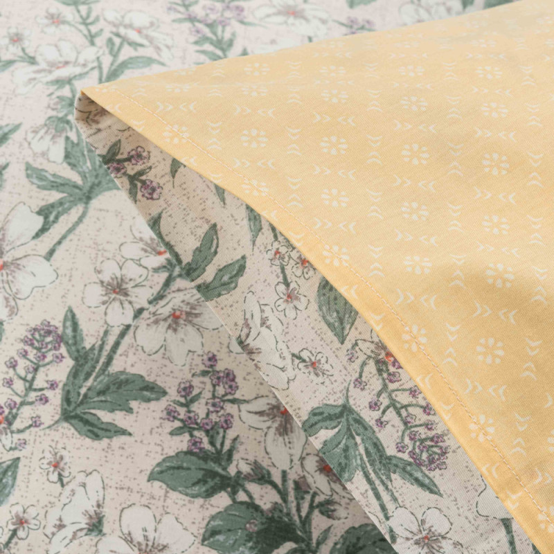 ARDESTO Bedding set 2.0 Gloria, sateen, duvet cover 200x220cm, bed sheet 230x240cm, pillowcases (2) 50x70cm, 100% cotton, flowers powder (ART2022FW)
