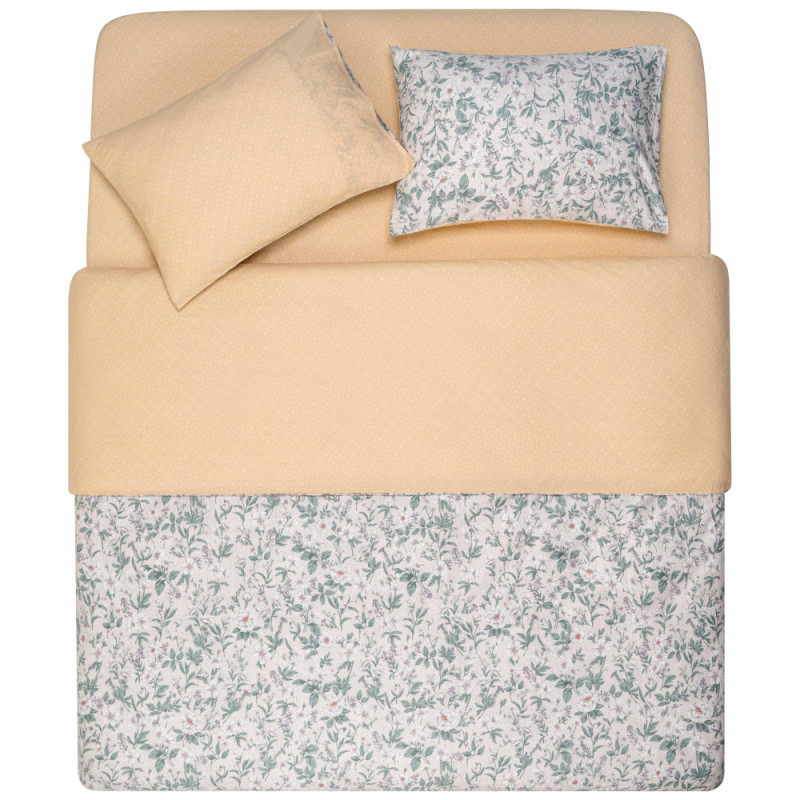 ARDESTO Bedding set 2.0 Gloria, sateen, duvet cover 200x220cm, bed sheet 230x240cm, pillowcases (2) 50x70cm, 100% cotton, flowers powder (ART2022FW)