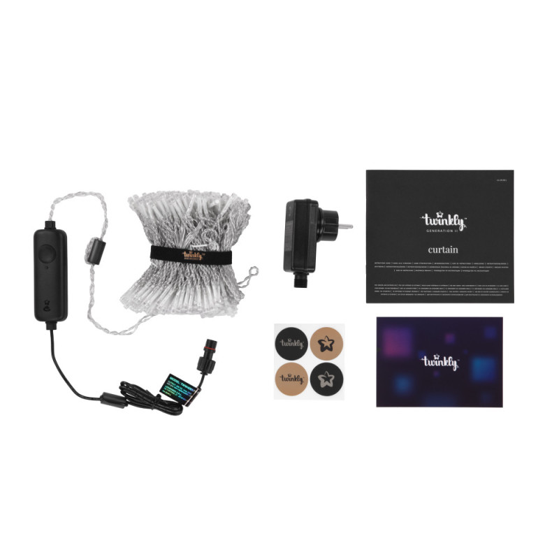 Twinkly Гірлянда Smart LED Twinkly Curtain RGBW 400, Gen II, IP44, 1.45 х 2.1м, кабель прозорий (TWW400SPP-TEU)