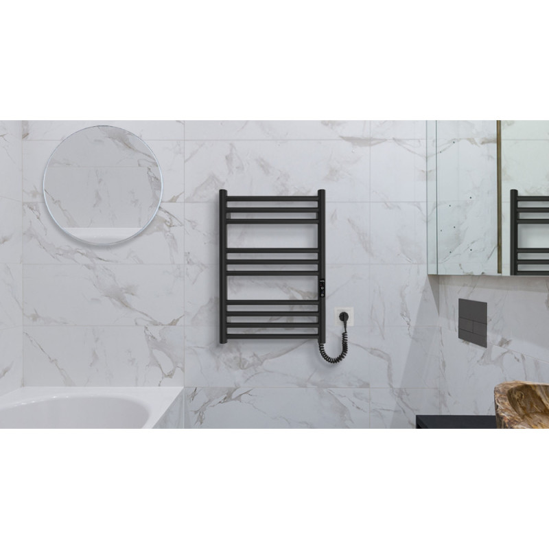 Hygge Family towel dryer electric Greenwich, 570х430х80mm, timer-regulator, steel, black matt (6.1.0300.06.BM)
