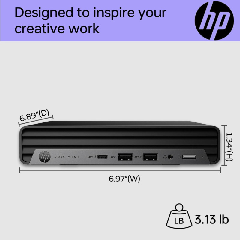 HP PC Pro 400-G9 Mini, Intel i3-13100T, 8GB, F512GB, UMA, WiFi, kb+m, 3y, Win11P (884V0EA)