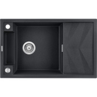 Deante Мийка кухонна Magnetic, граніт, прямокутник, з крилом, 820х500х219мм, чаша - 1, накладна, металічний графіт (ZRM_G113)