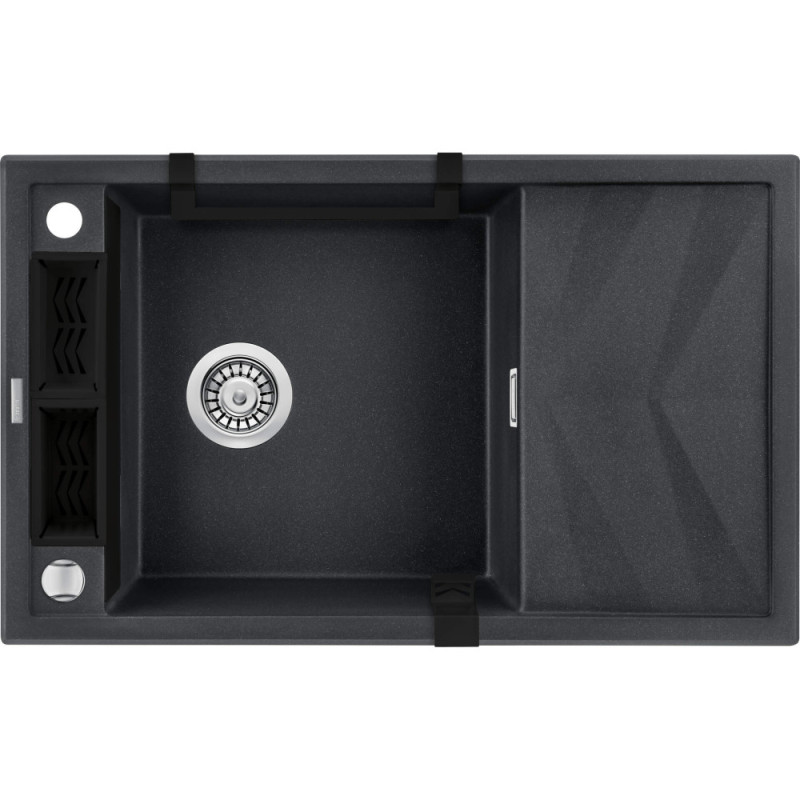 Deante Мойка кухонная Magnetic, гранит, прямоуг., с крылом, 820х500х219мм, чаша - 1, накладная, металлический графит (ZRM_G113)