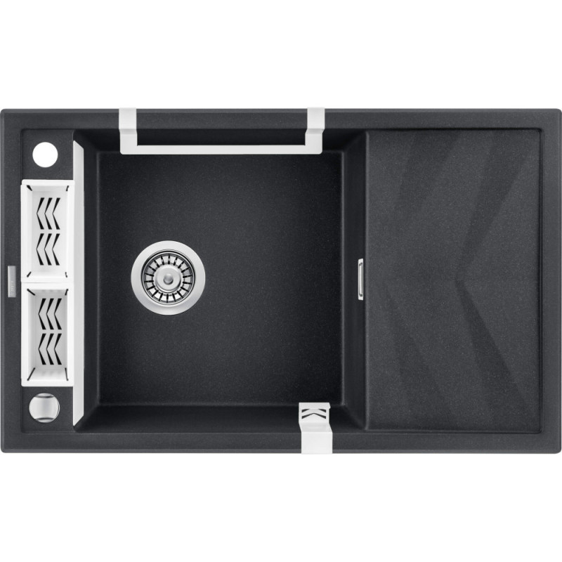 Deante Мойка кухонная Magnetic, гранит, прямоуг., с крылом, 820х500х219мм, чаша - 1, накладная, металлический графит (ZRM_G113)