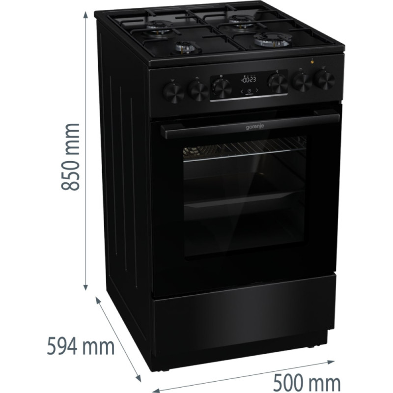 Gorenje Плита комби, 62л, 50x60см, дисплей, IconLed,эмалированные, черный (GK5C60BJ)