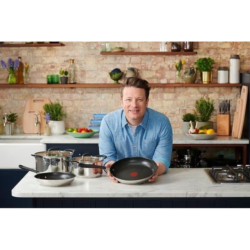 Tefal Pot with lid, Jamie Oliver Home Cook, 3.1 l, 20 cm, stainless steel (E3184455)