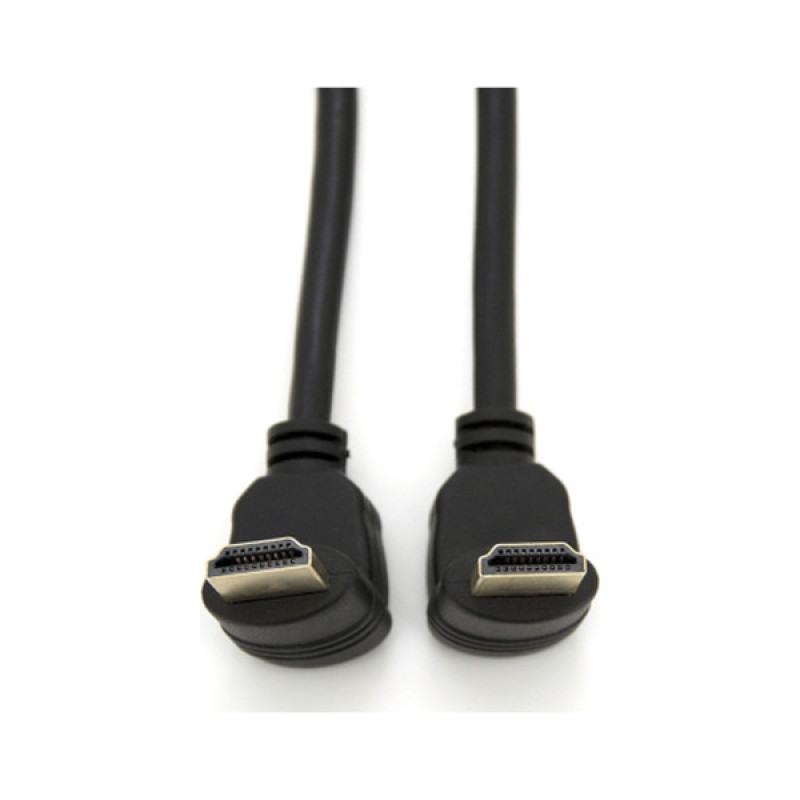Кабель мультимедійний HDMI M to HDMI M 1.0m V1.4 90° corner black Merlion (YT-HDMI-1.0m/90°-90°)