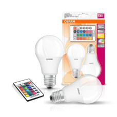 Osram Набір ламп 2шт LED E27 RGB 9Вт 2700К 806Лм пульт ДУ A60 (4058075430891)