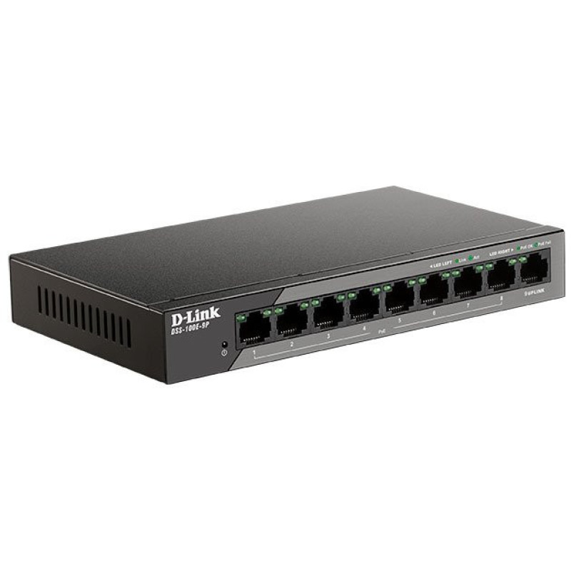 D-Link Switch DSS-100E-9P 8xFE PoE, 1xGE, 92W PoE