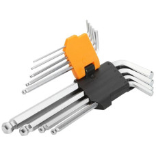 Tolsen hex keys, set of 9 pieces, ball tip, CrV, 1.5-10mm (20053)