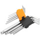 Tolsen hex keys, set of 9 pieces, ball tip, CrV, 1.5-10mm (20053)