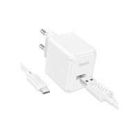 Зарядное устройство HOCO CS11A USB + cable USB to USB-C white (6942007603614)