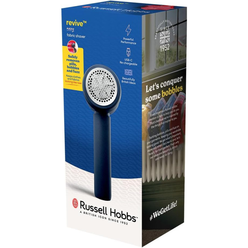 Russell Hobbs Машинка для видалення катишків Russell Hobbs, велика площа лез. 90 хв. роботи на одному заряді, USB, синий (27660-56)