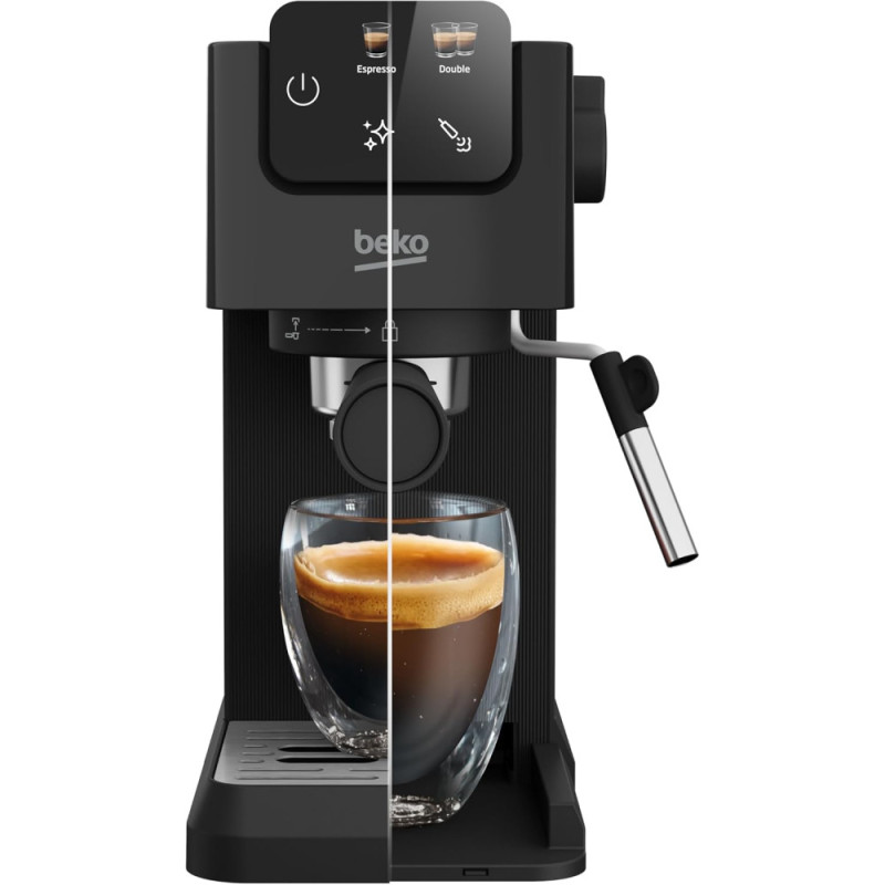 Beko Beko coffe maker caron 1.1L, ground, hand capuchino maker, cup warmer, auto recipe-2, display, black (CEP5302B)