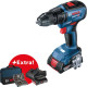 Bosch Cordless Drill Screwdriver GSR 18 V-50, 18V 2*2Ah, 28/50/50 Nm, 20+1, 460/1800rpm, ЗП, case, accessories, 1kg (0.601.9H5.004)