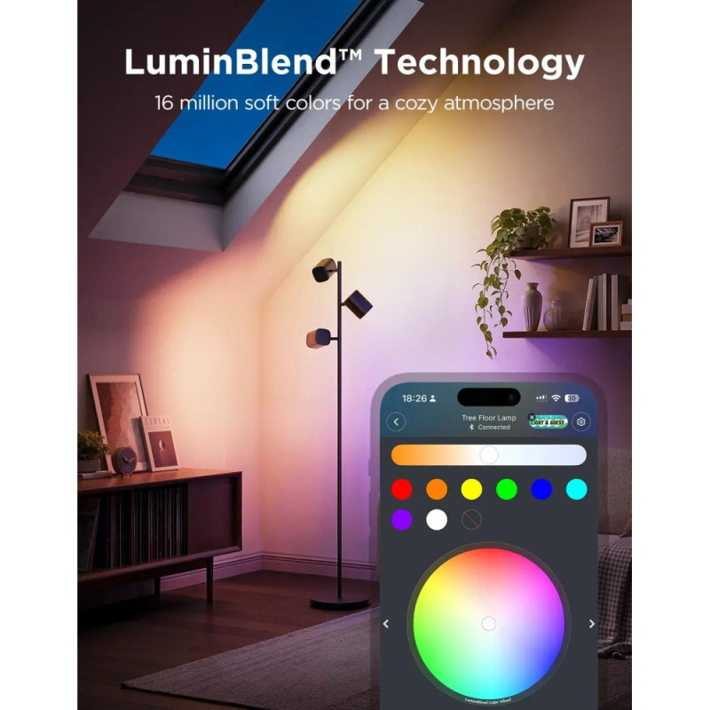 Govee Торшер розумний Govee H60B2 Tree Floor Lamp, 1500Lm, RGBWWIC, WI-FI/Bluetooth, чорний (H60B2311)