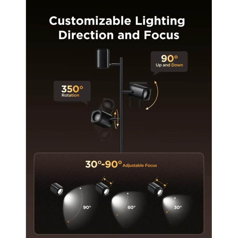 Govee Торшер розумний Govee H60B2 Tree Floor Lamp, 1500Lm, RGBWWIC, WI-FI/Bluetooth, чорний (H60B2311)