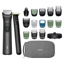 Philips Тример Philips Series 9000, для обличчя, голови, тіла, акум., насадок-19, OneBlade в компл., сталь, сірий (MG9556/15)