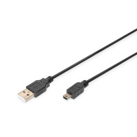 Digitus Кабель USB-A > USB-mini B синхронизации, 3.0 m, черный (AK-300130-030-S)