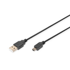 Digitus USB 2.0 connection cable, type A - mini B (5pin) M/M, 3.0m, USB 2.0 conform, bl (AK-300130-030-S)