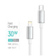 Дата кабель USB-C to Lightning 2.0m PD30W zinc alloy braided white ColorWay (CW-CBPDCL099-WT)