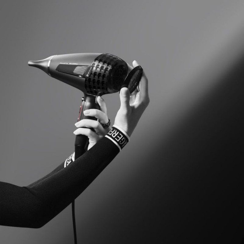 Rowenta Фен x Karl Lagerfeld K/Pro Stylist, 2200Вт, режимов-3, иониз-я, дифузор, 2 концентратора, хол. обдув, черный (CV888LF0)