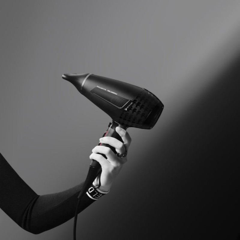 Rowenta Фен x Karl Lagerfeld K/Pro Stylist, 2200Вт, режимов-3, иониз-я, дифузор, 2 концентратора, хол. обдув, черный (CV888LF0)