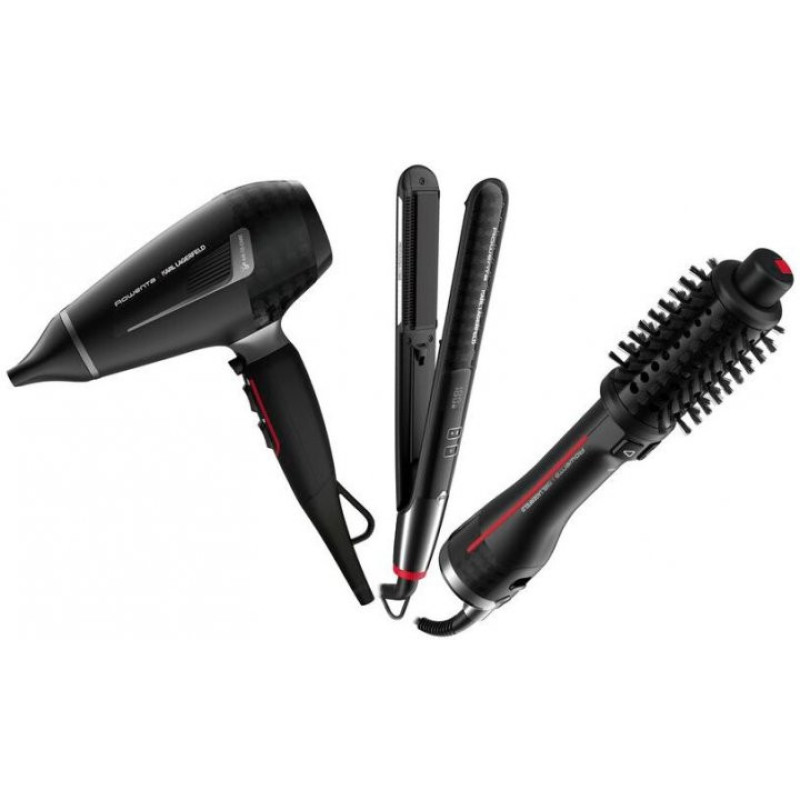Rowenta Фен x Karl Lagerfeld K/Pro Stylist, 2200Вт, режимов-3, иониз-я, дифузор, 2 концентратора, хол. обдув, черный (CV888LF0)
