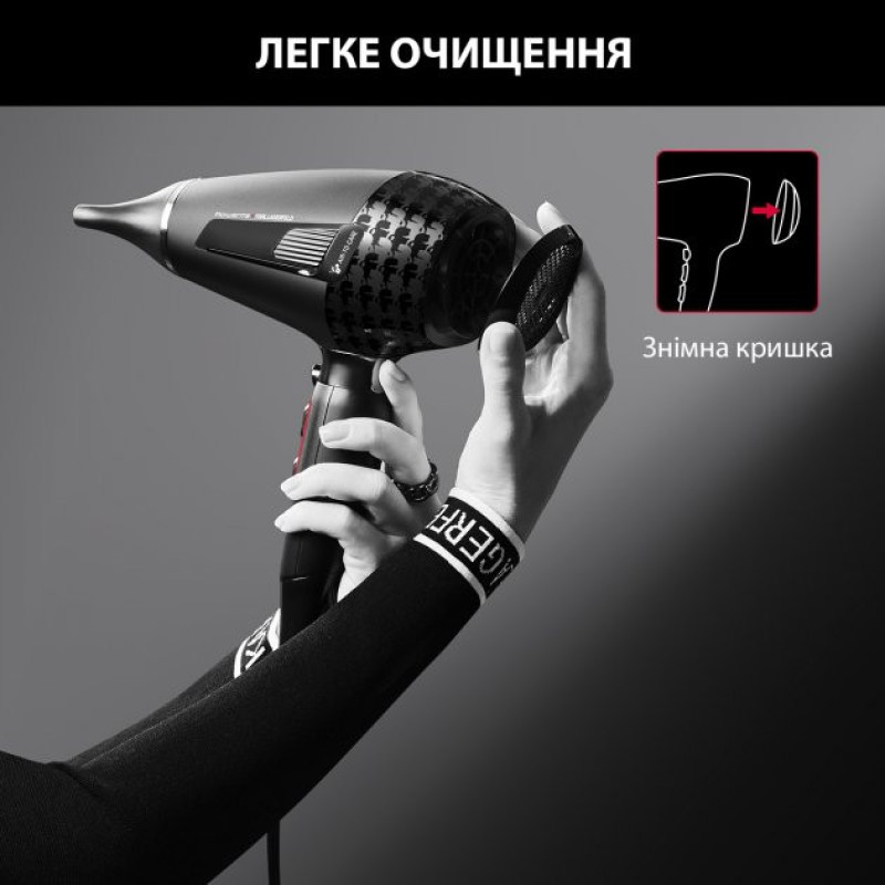Rowenta Фен x Karl Lagerfeld K/Pro Stylist, 2200Вт, режимов-3, иониз-я, дифузор, 2 концентратора, хол. обдув, черный (CV888LF0)