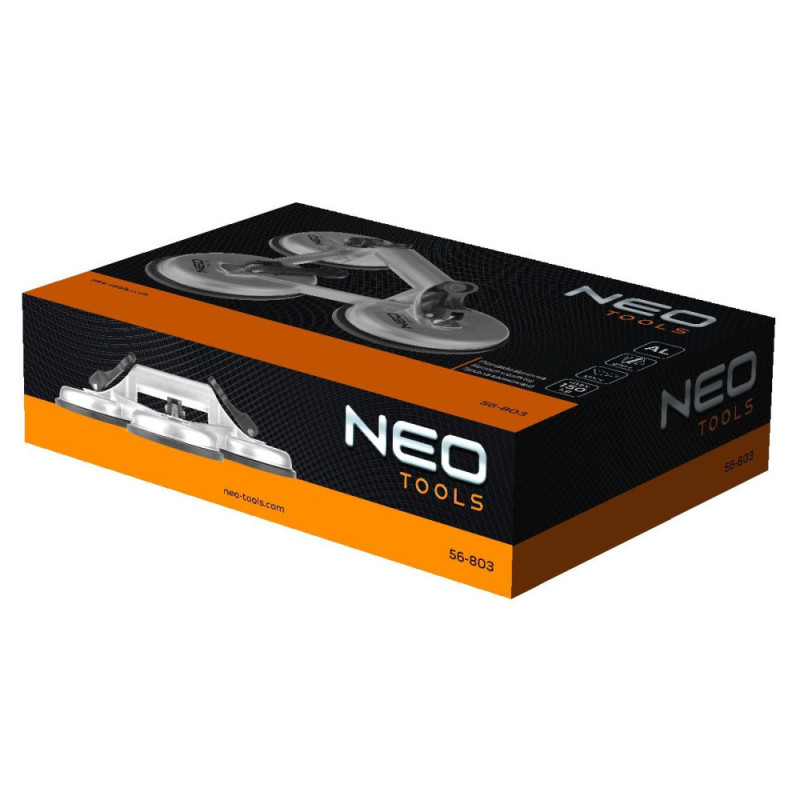 Neo Tools 56-803 Присоска вакуумная, для стекла, тройная, алюминиевый корпус, диаметр 120 мм, 150 кг